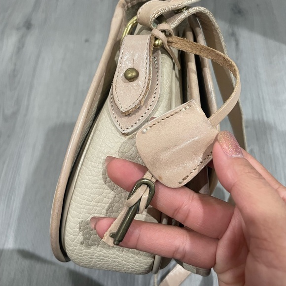 Vintage Dooney & Bourke Compartment Flap Bag in Bone with Bone Trim - Picture 3 of 13